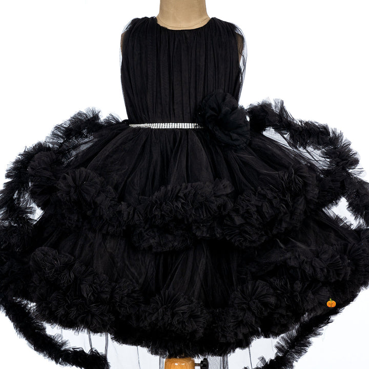 High Low Pattern Frill Frock for Girls Close Up 