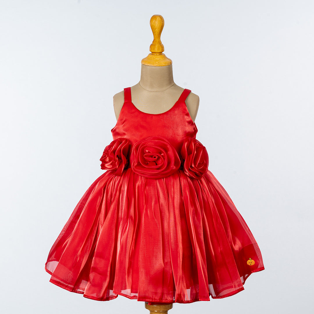 Maroon Flower Girls Frock Front Front 