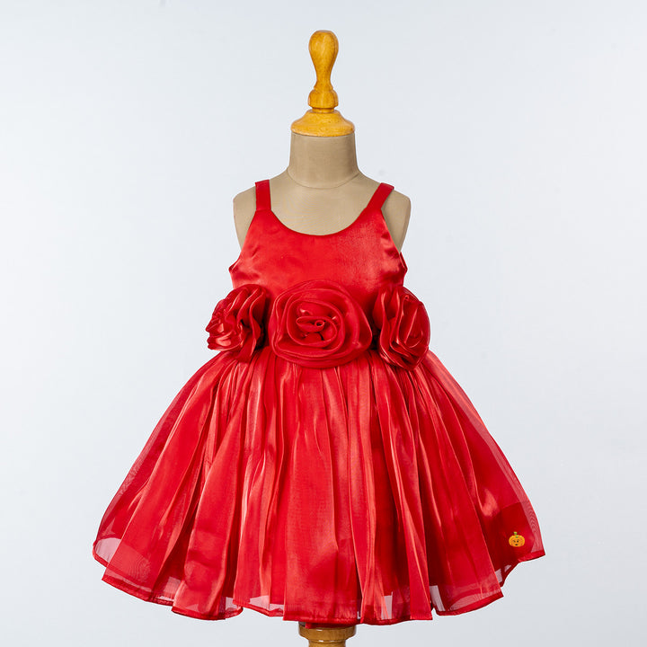 Maroon Flower Girls Frock Front Front 