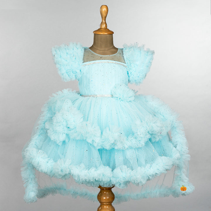 Frill & High Low Pattern Frock for Girls