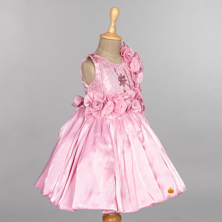Pink & Rama Frilly Floral Girls Frock