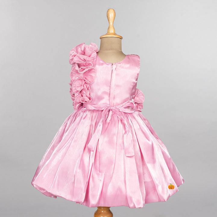 Pink & Rama Frilly Floral Girls Frock