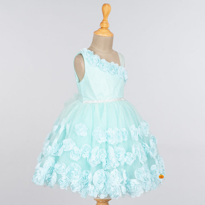 Scattered Flower Pattern Girls Frock Side