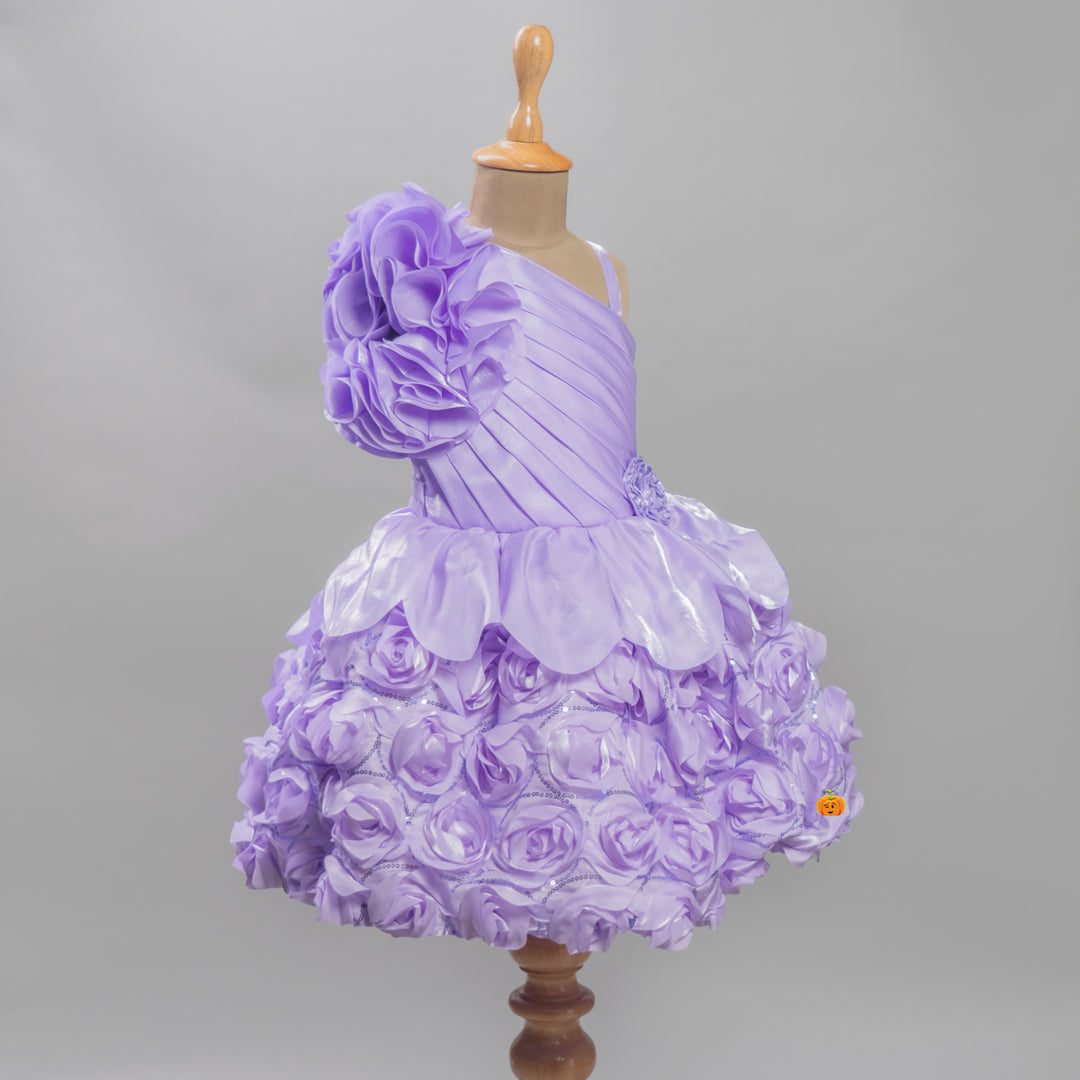 Purple Ruffle Sleeves Girls Frock