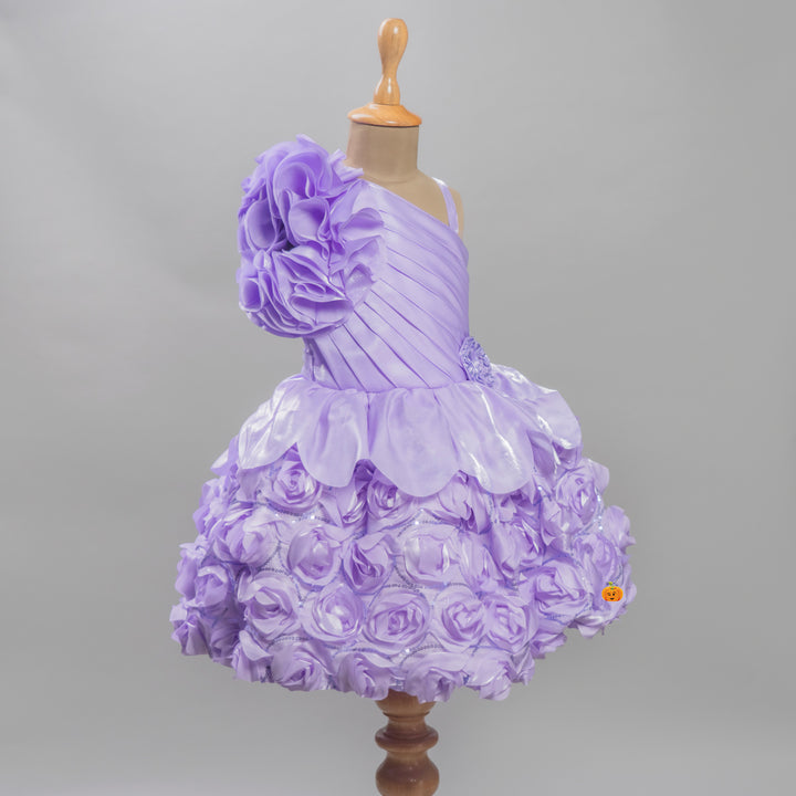 Purple Ruffle Sleeves Girls Frock