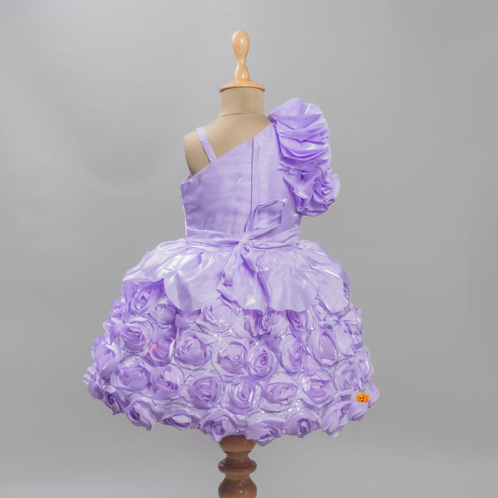 Purple Ruffle Sleeves Girls Frock