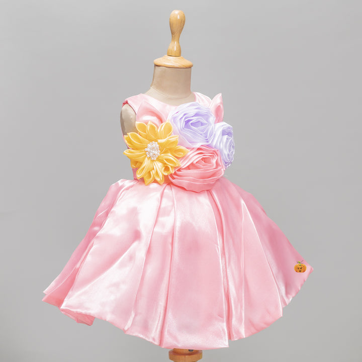 Tomato Color Floral Kids Frock 
