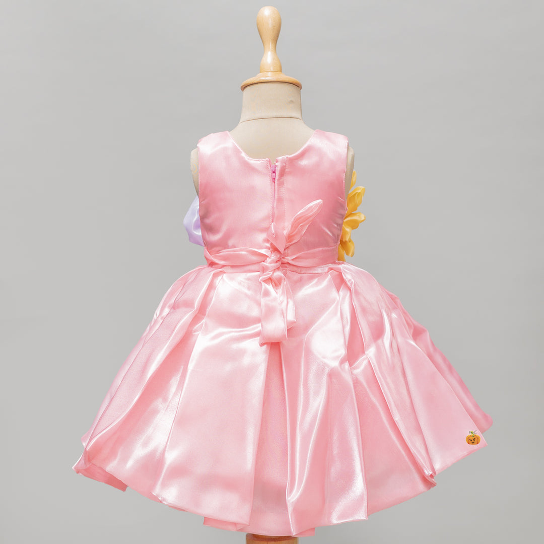 Tomato Color Floral Kids Frock 