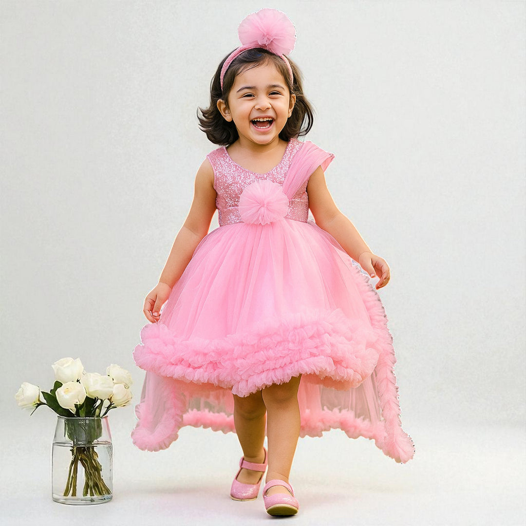 Pink Party Wear Frock for Girls