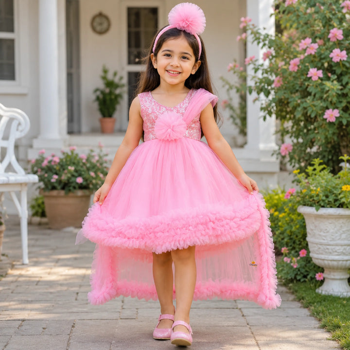 Pink Party Wear Frock for Girls