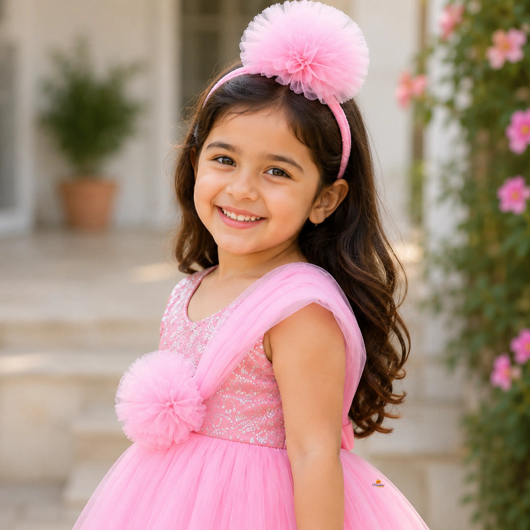 Pink Party Wear Frock for Girls