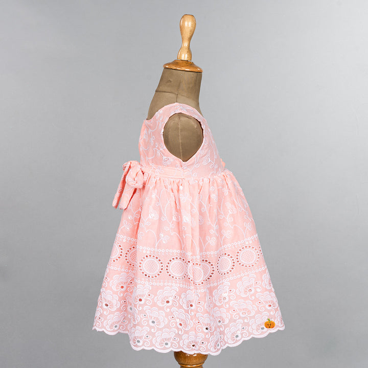 Peach Cotton Frock for Girls