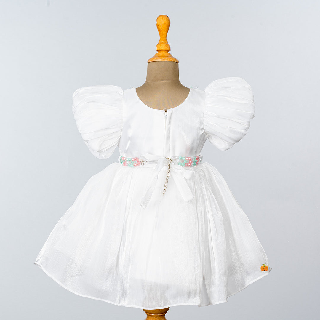 Cream Pearl Deign Frock for Girls Back 