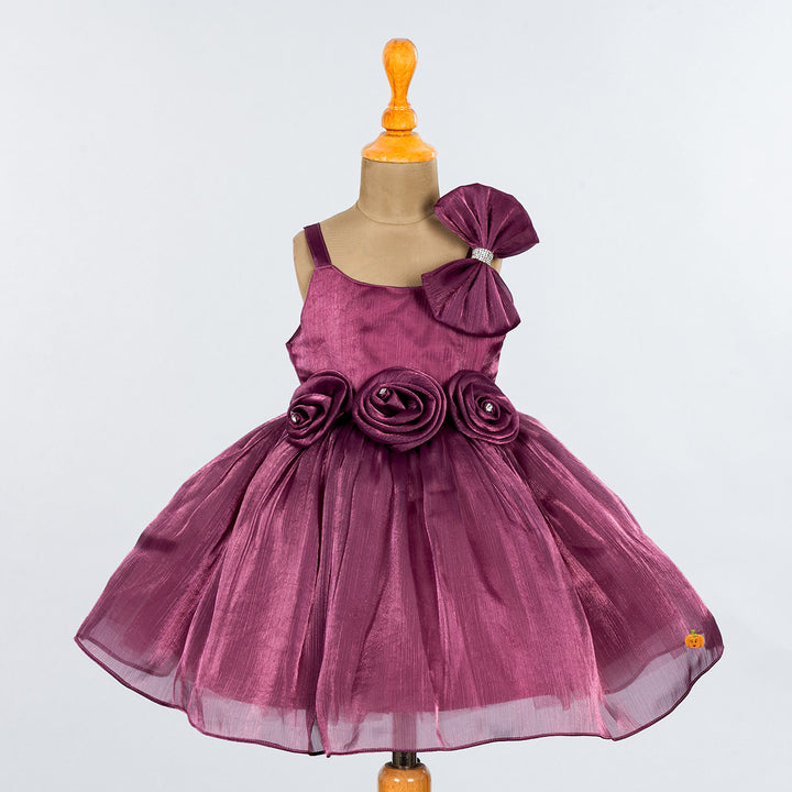 Bow & Flower Pattern Frock for Girls Front 