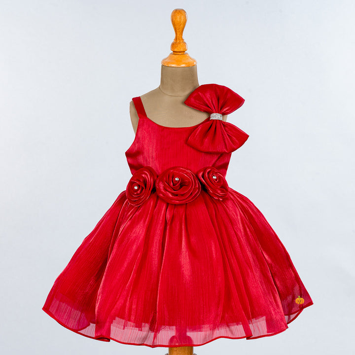 Bow & Flower Pattern Frock for Girls Front 