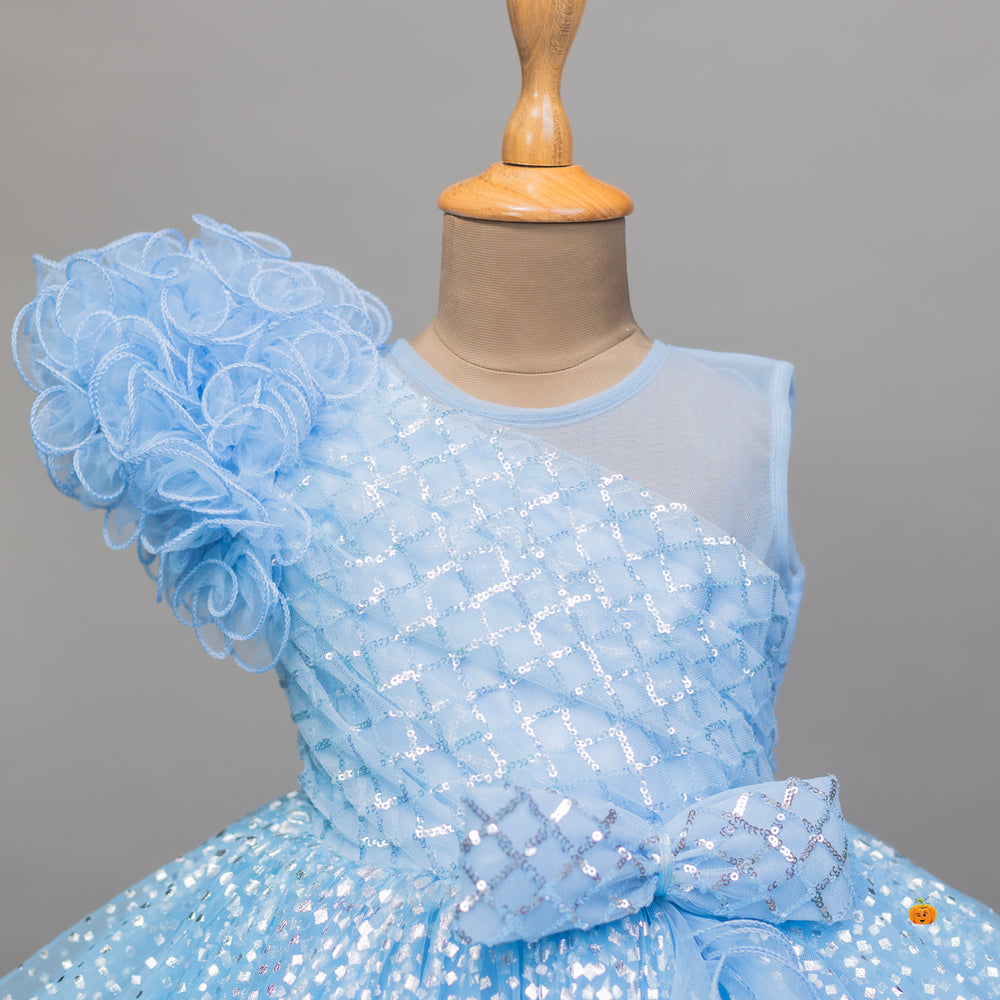 Sky Blue & Pink Frock for Girls