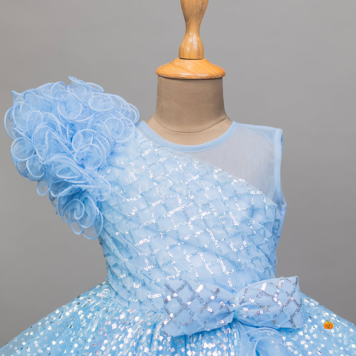 Sky Blue & Pink Frock for Girls