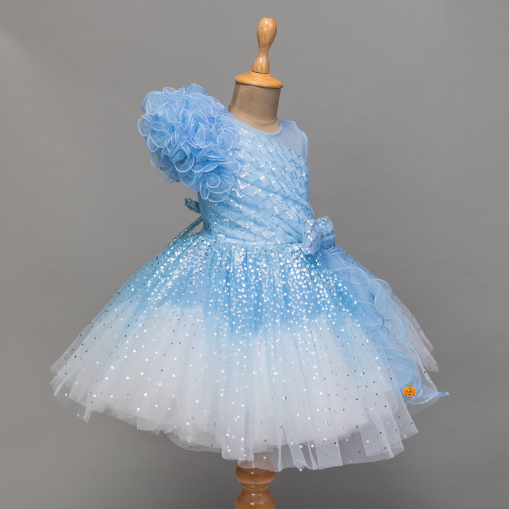 Sky Blue & Pink Frock for Girls