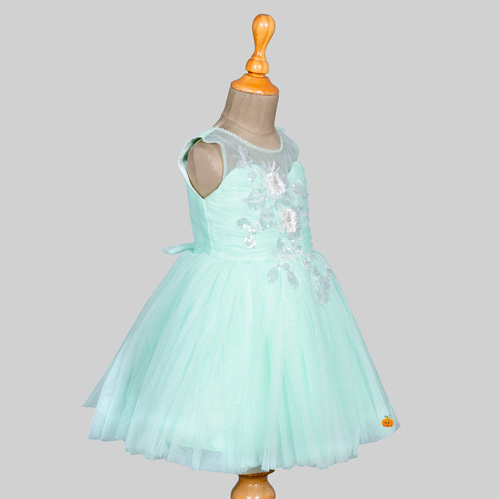Green Floral Frock for Girls Side 