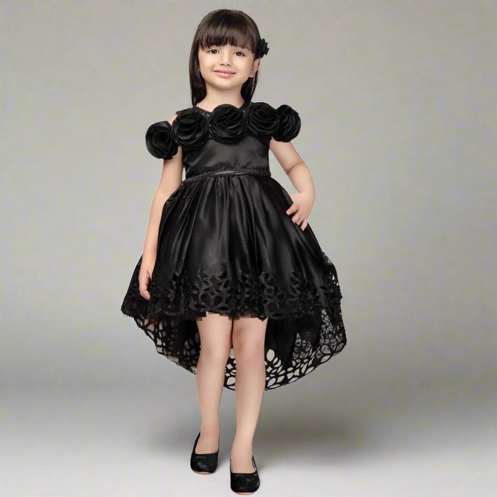 Floral Applique High-Low Frock for Girls