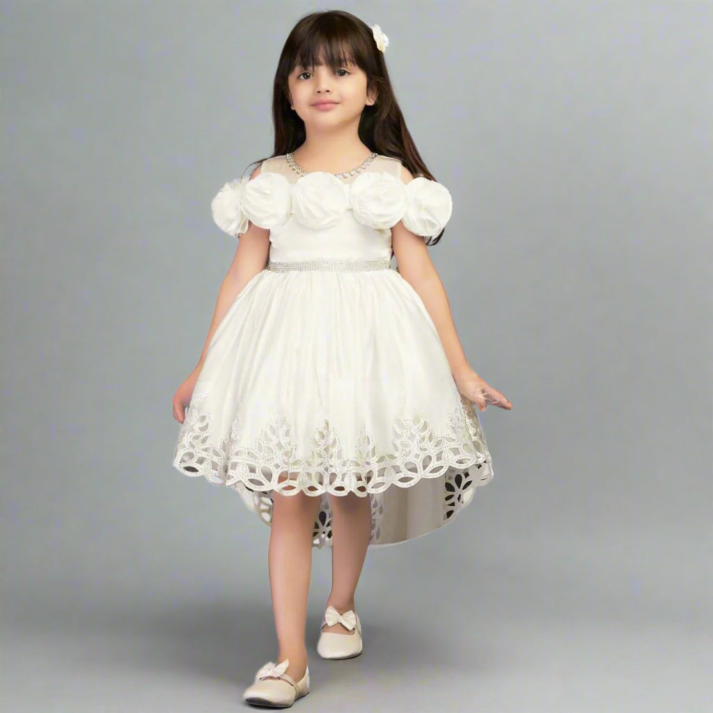 Floral Applique High-Low Frock for Girls