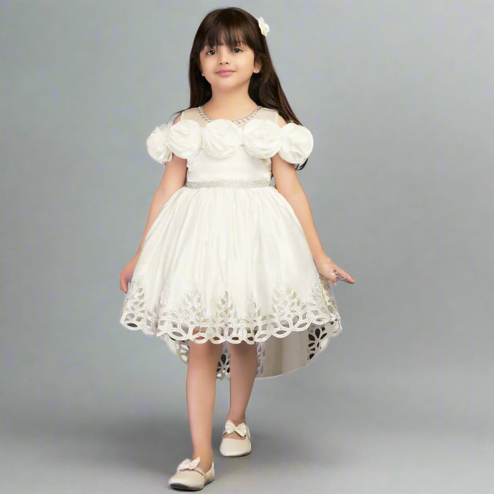 Floral Applique High-Low Frock for Girls