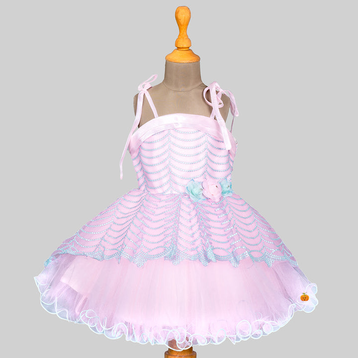 Pink Designer Frock for Girls Front 