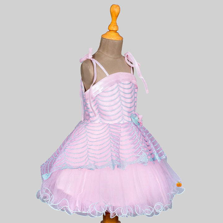 Pink Designer Frock for Girls Side 