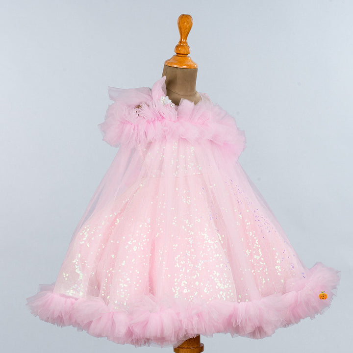 Pink Sequin Frock for Girls Side 