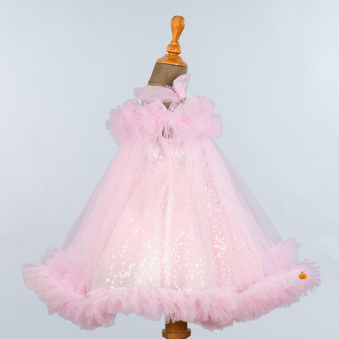 Pink Sequin Frock for Girls Side