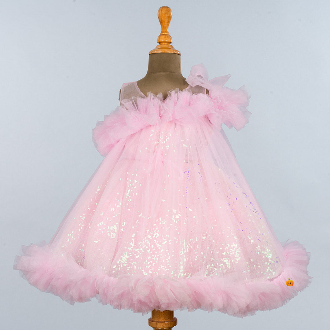 Pink Sequin Frock for Girls Back 