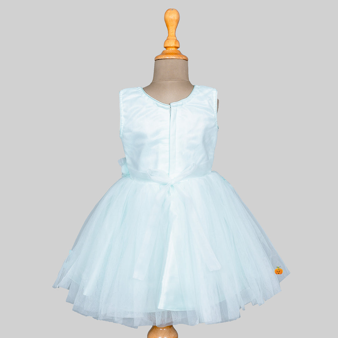 Turquoise Sequin Frock for Girls Back 