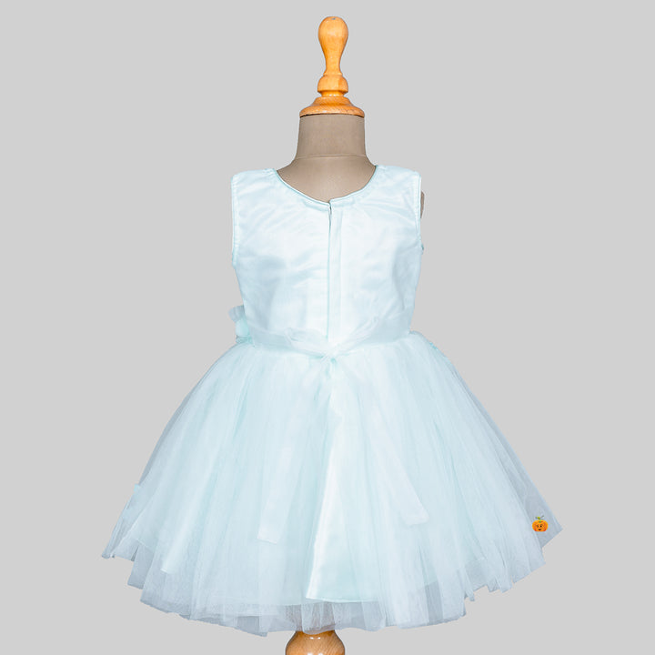 Turquoise Sequin Frock for Girls Back 