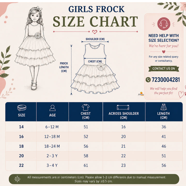 Black & White Girls Frock with Rose Design