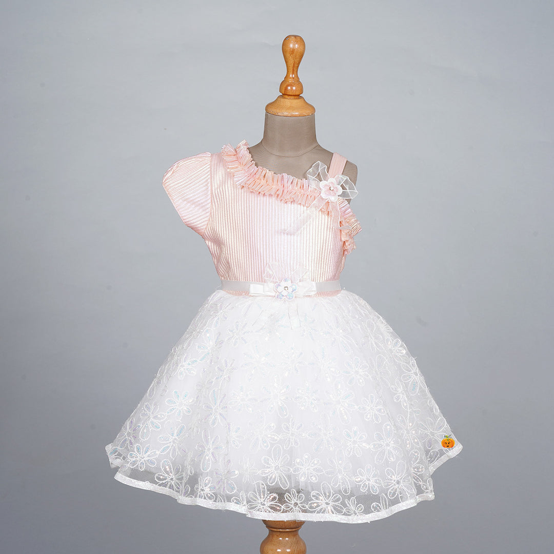 Peach Designer Frock for Girls Front