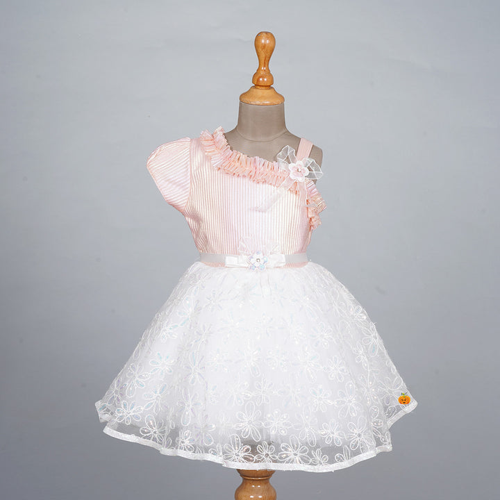 Peach Designer Frock for Girls Front