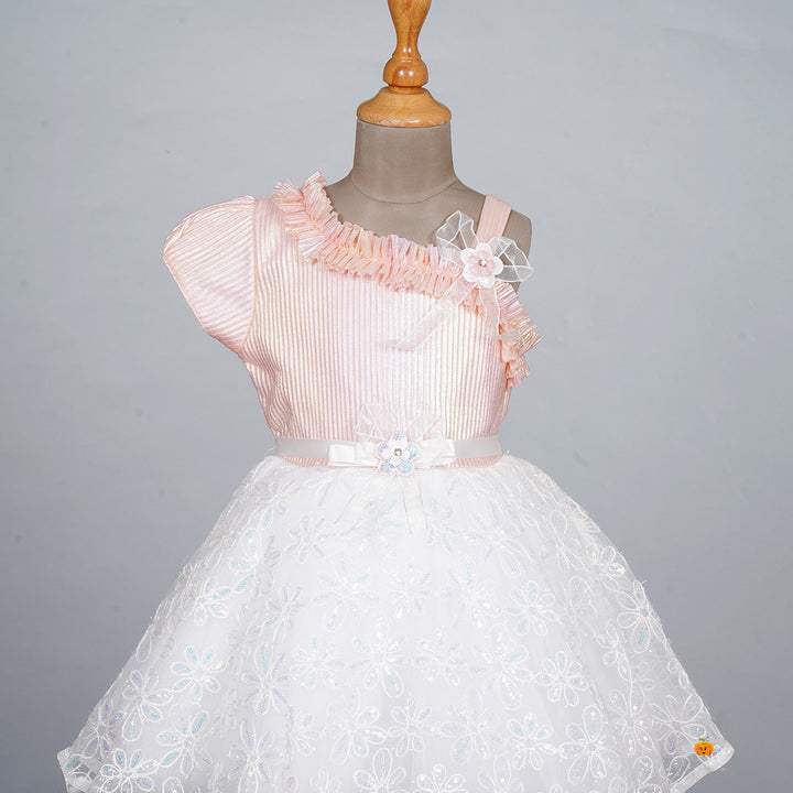 Peach Designer Frock for Girls Front 