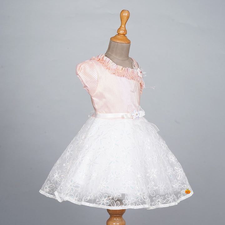 Peach Designer Frock for Girls Front 