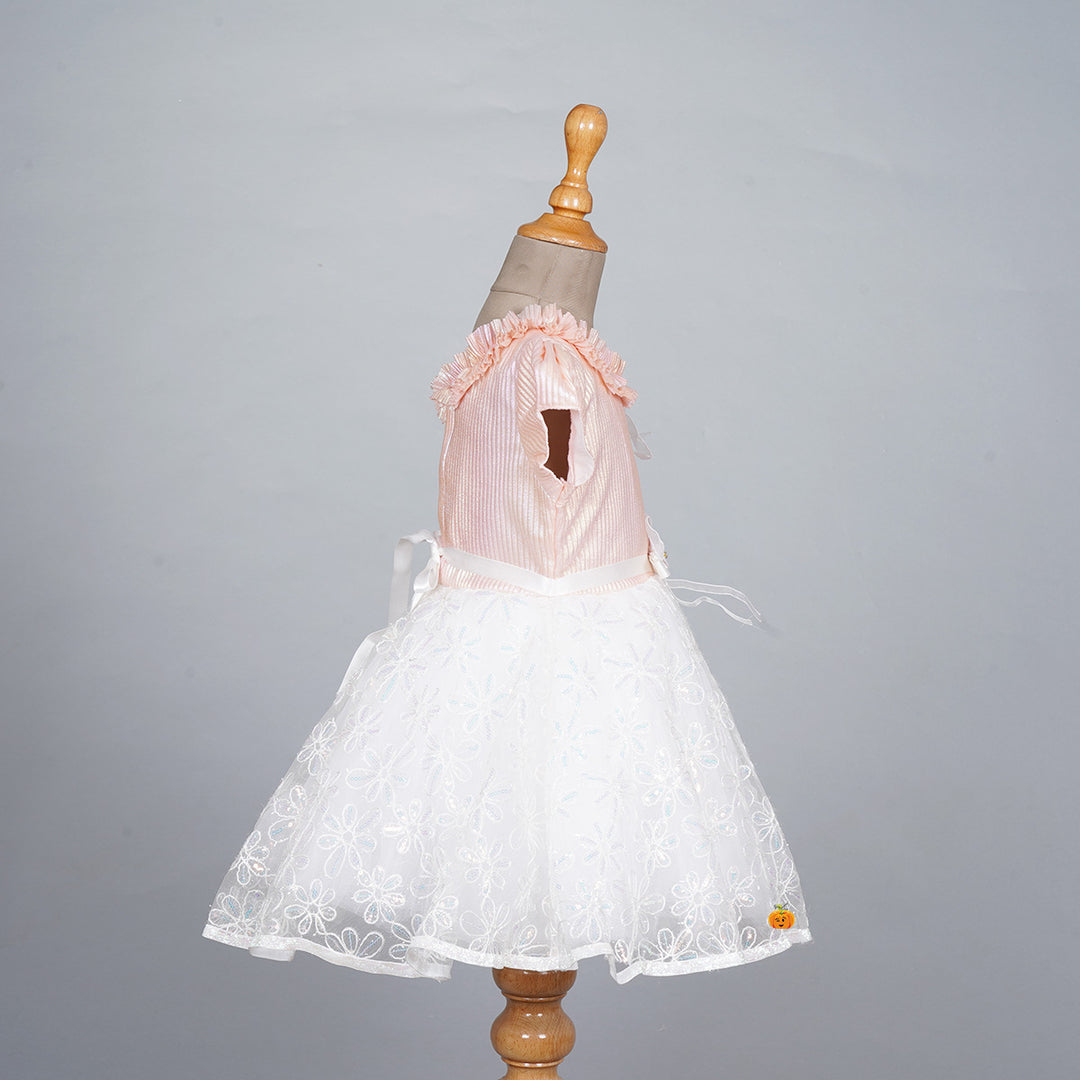Peach Designer Frock for Girls Side 