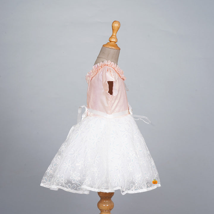 Peach Designer Frock for Girls Side 