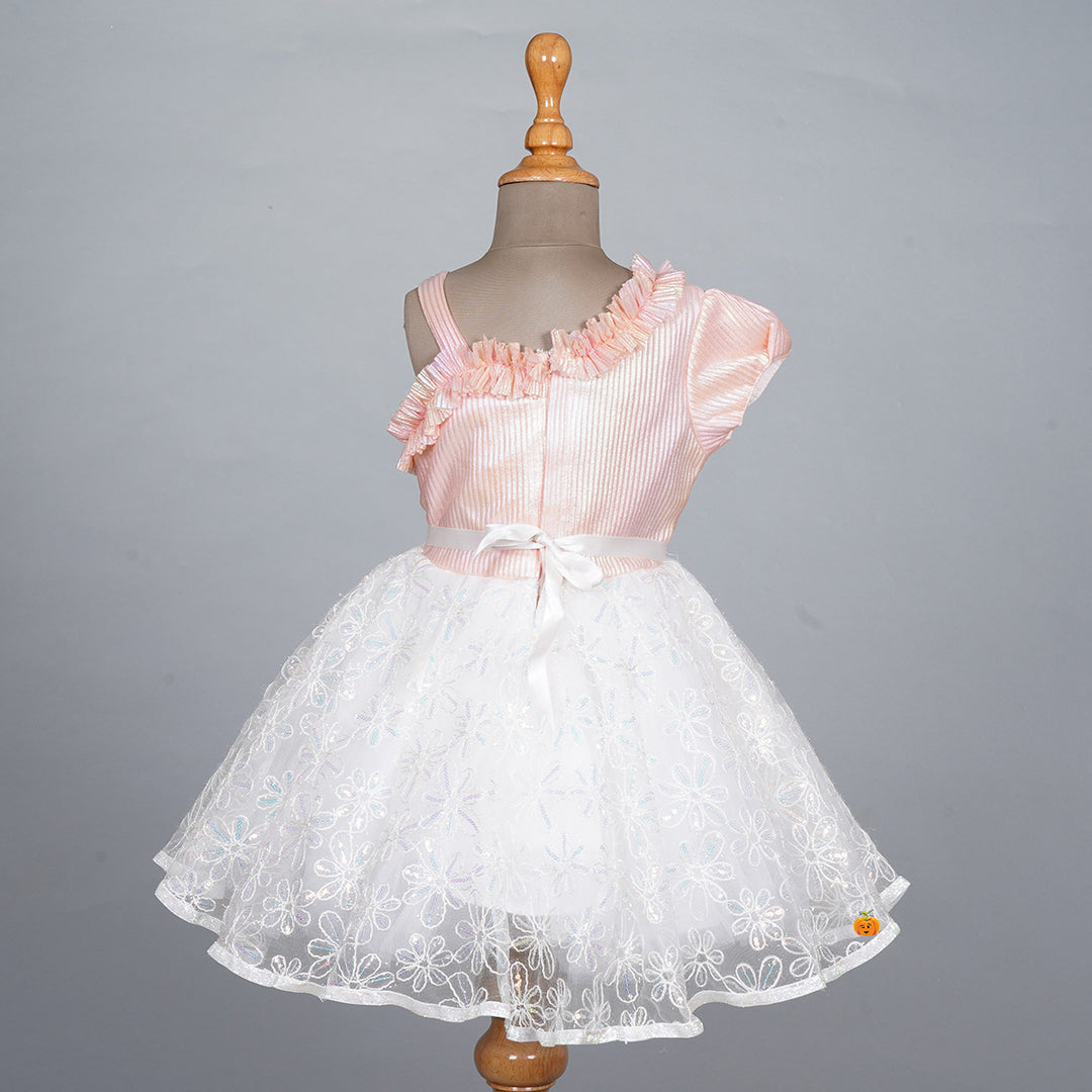 Peach Designer Frock for Girls Back 