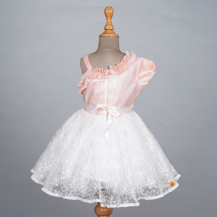 Peach Designer Frock for Girls Back 