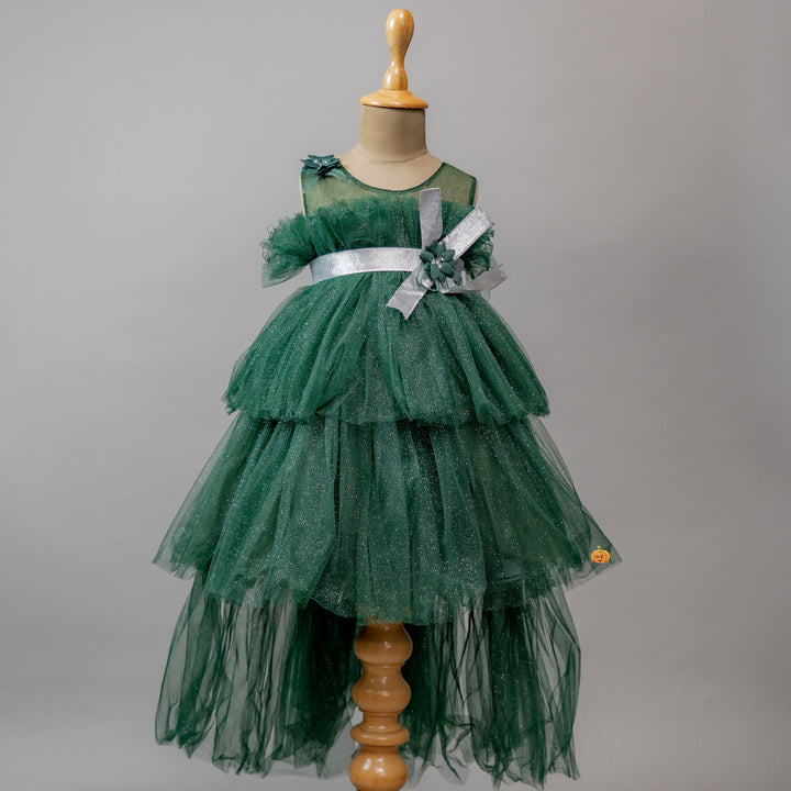 Layered High Low Pattern Frock for Girls
