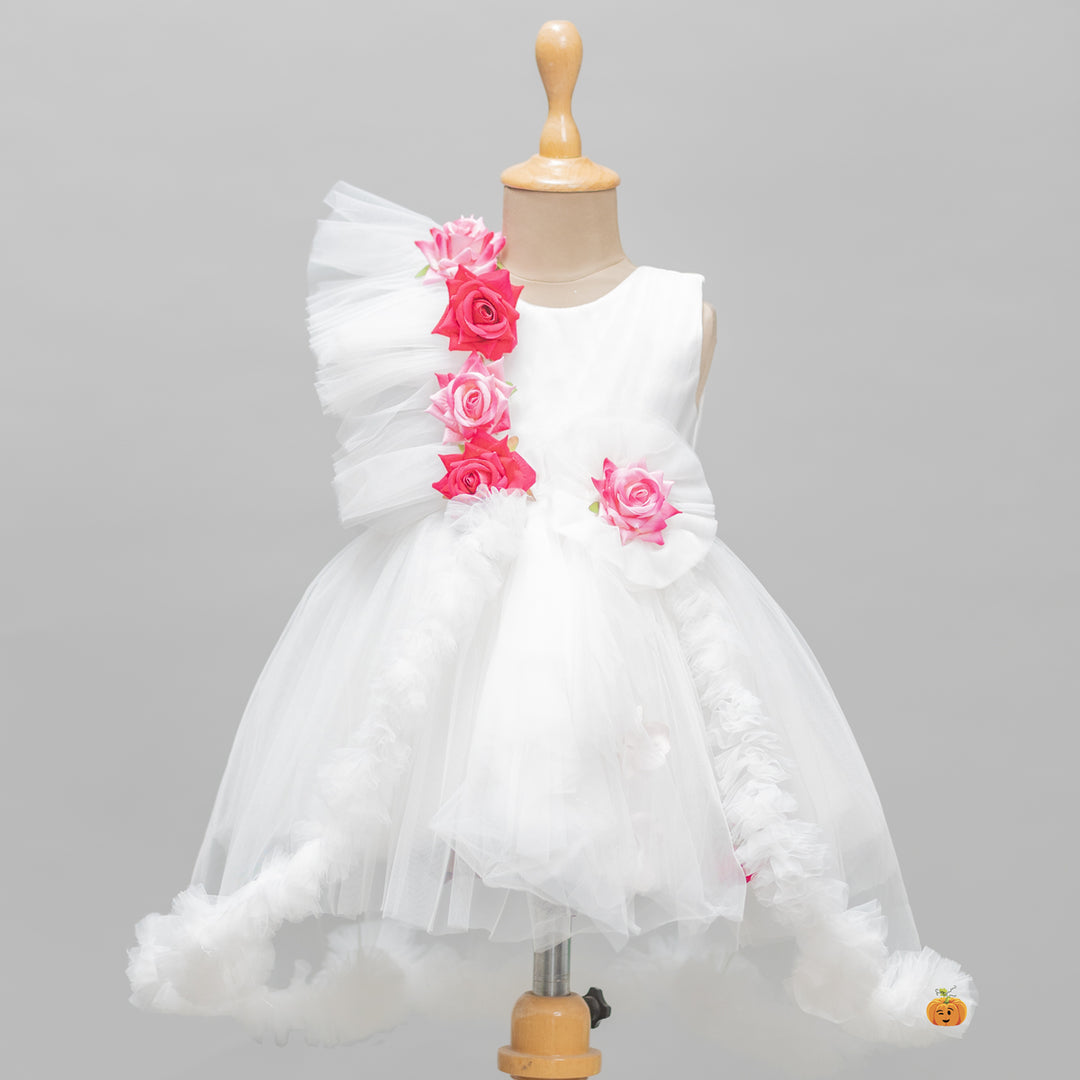 White Frill Frock for Girls 
