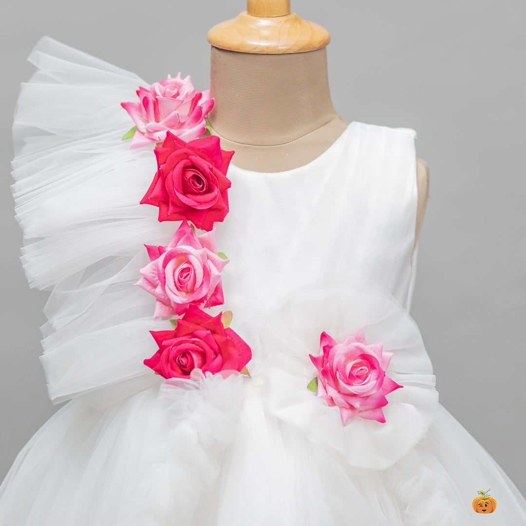 White Frill Frock for Girls 
