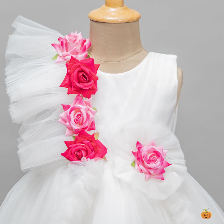 White Frill Frock for Girls 