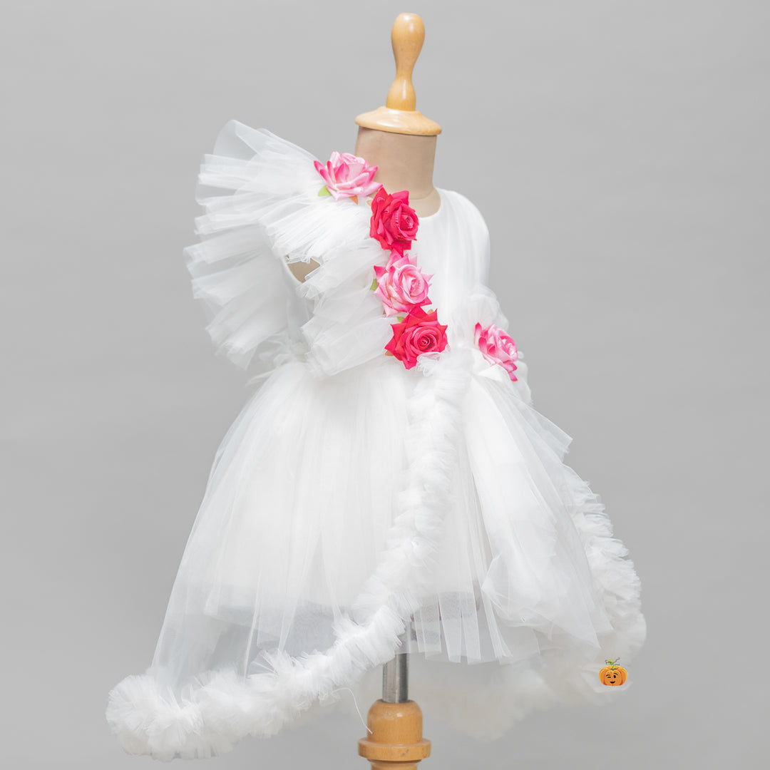 White Frill Frock for Girls 