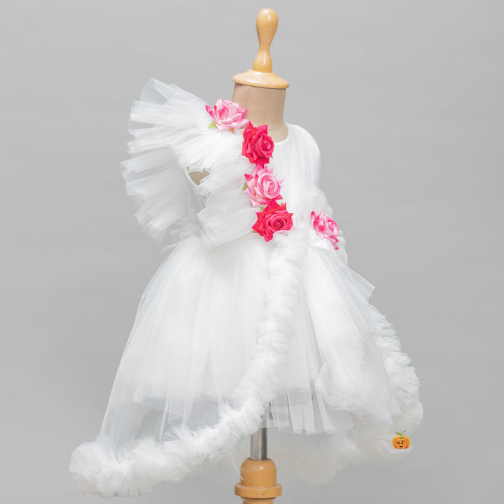 White Frill Frock for Girls 