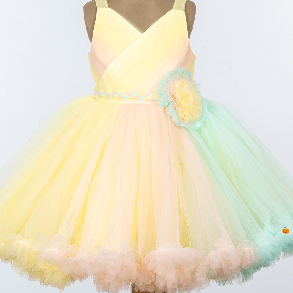 Multi Designer Frock for Girls Close Up 