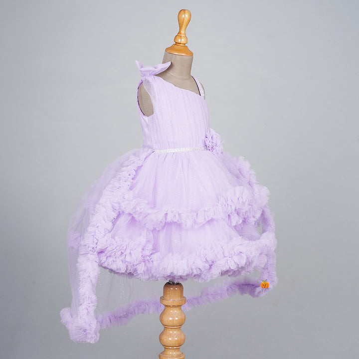 Purple High Low Pattern Frock for Girls Side 